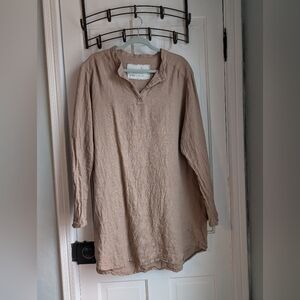 Not perfect linen French Boyfriend Tunic, XXL, Light Brown